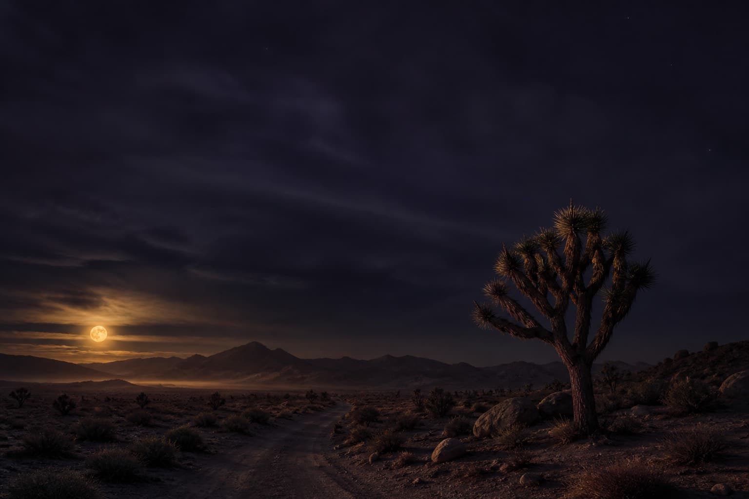 Moonlit Joshua Tree desert